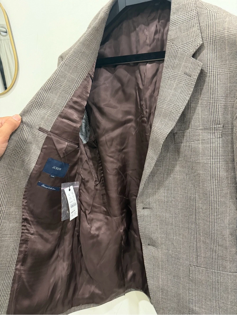 J. Crew Brown Plaid Sport Coat Fabric by Abraham Moon size 44R new with tags